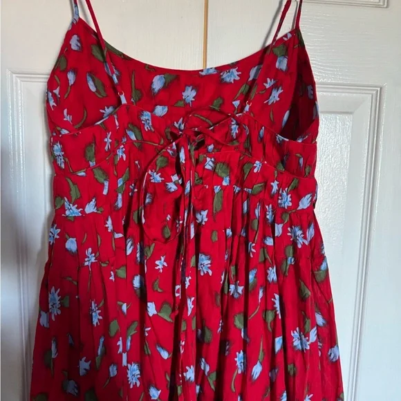 NWT J Crew Tiered Floral Red Brushed Daisy Print Maxi Dress Medium - Picture 5 of 6